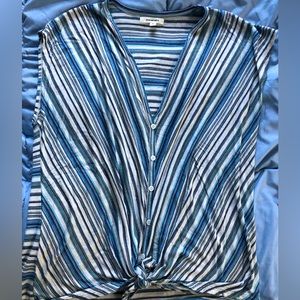Soft and Light Striped Tie Front Blouse